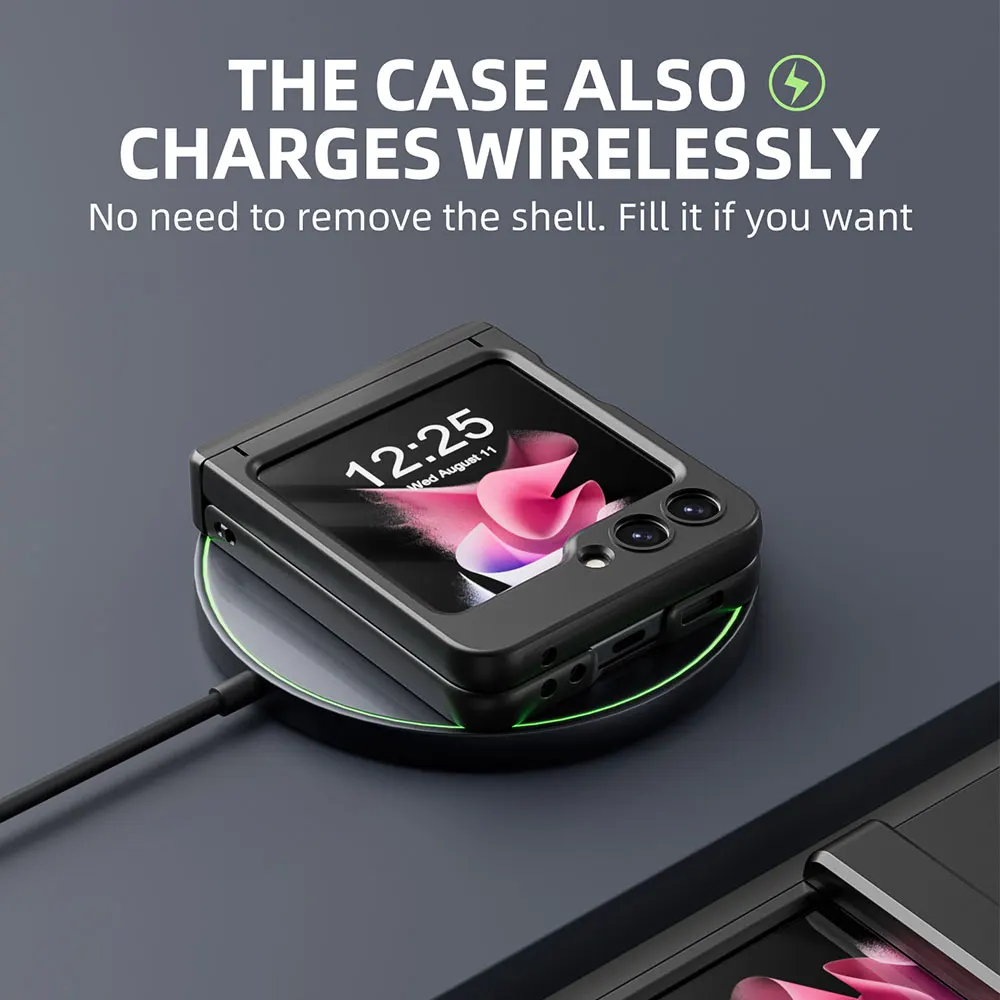 Fashion Folding Screen Anti-drop Phone Case For Samsung Galaxy Z Flip 5 Steel Wire Hinge Shell Film Integrated Protective Cover