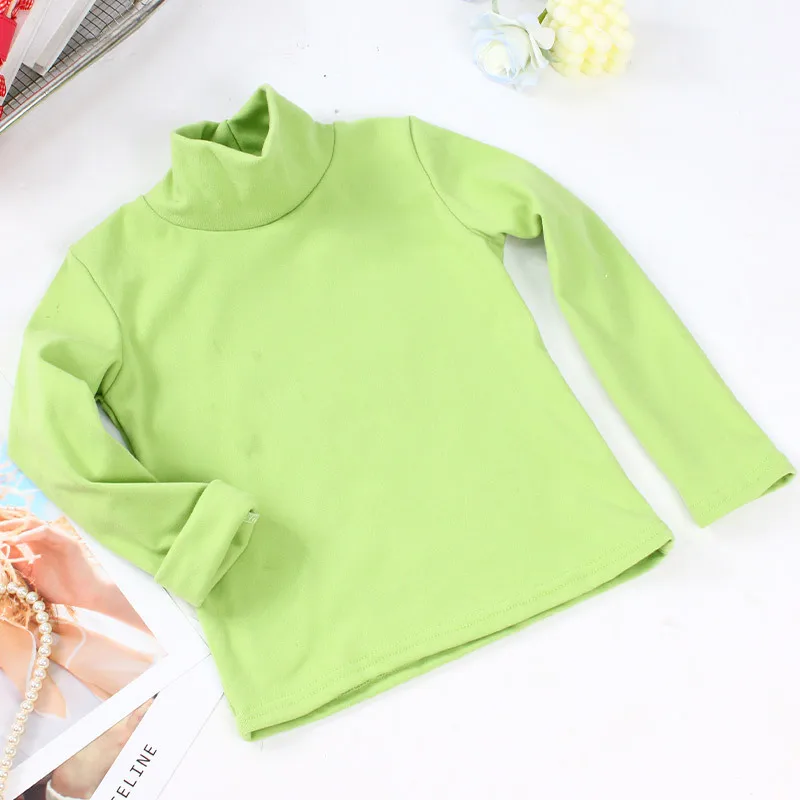 New 2025 Autumn Winter Boys Girls Kids Fashion Solid T Shirt Tops Children O-neck Long Sleeve Warm Casual T-shirts 4