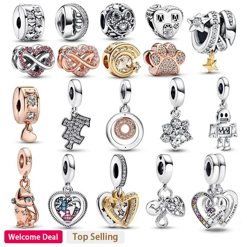 Women's Jewelry 925 Sterling Silver Pet Claw Printed Love Pendant with Bracelet Necklace Women's Exquisite Gift