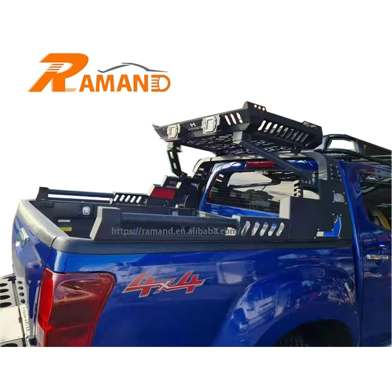 라만드 4X4 스포츠 픽업 롤바 (루프랙 포함) 레인저 F150 타코마 힐룩스 툰드라용 블랙 스틸 카톤 박스 (폼 포함)