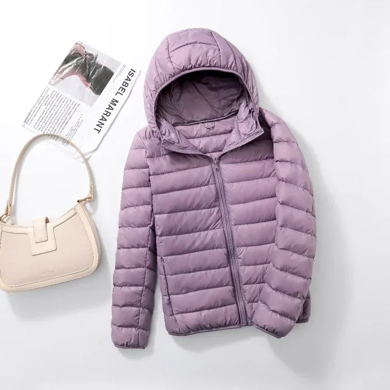 

26 Colors Purple Women Jackets 2023 New Spring Winter White Duck Down Warm Ultra Lightweight Packable Puffer Coats Female Parkas