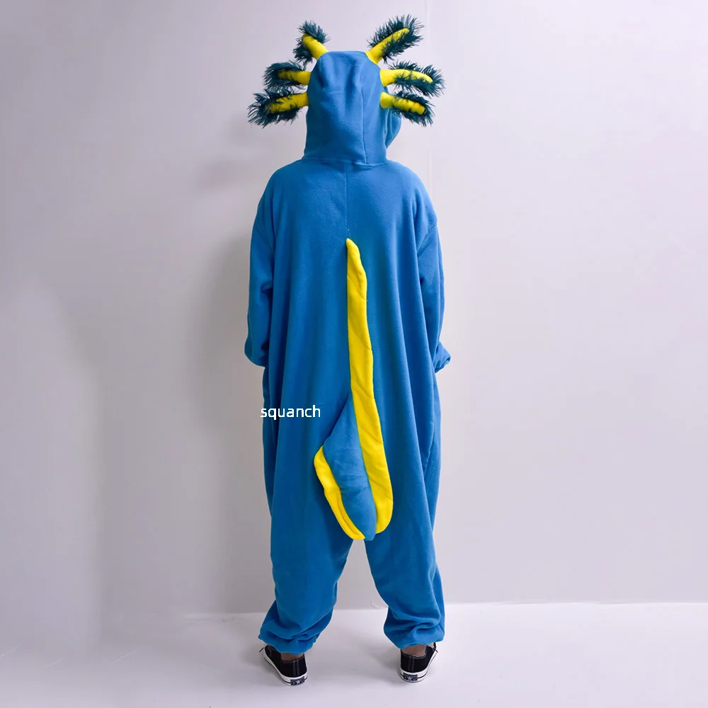 Couple Cute Onesies Halloween Salamander Pajama Black White Animal Kigurumis Women Men Cute Outfit Zipper Jumpsuit