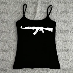 Gothic Vintage Aesthetic Crop Top - Women's Emo Summer Blouse - M (Black)