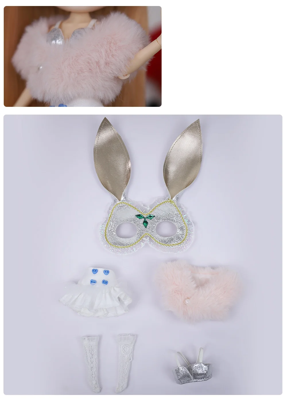 Neo Blythe Doll Prom Dress with Cat Mask 3