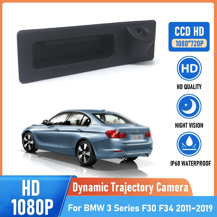 

Камера заднего вида CCD HD с ручкой багажника для BMW 3 серии F30 F34 2011 ~ 2017 2018 2019 монитор парковки заднего вида с ночным видением