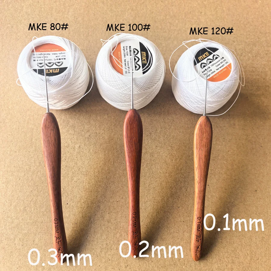 미니 마이크로 코바늘 0.1mm 0.2mm 0.3mm MKE 실 120 100 80용 코바늘 후크