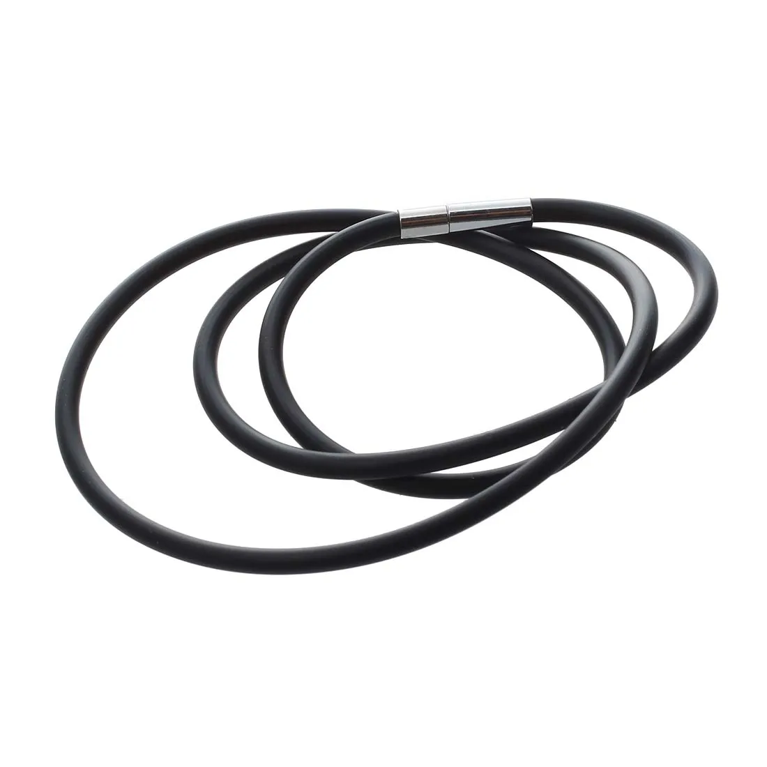 

19.75 Inch 3mm Fashion Rubber Cord Necklace with Stainless Steel Closure - Black