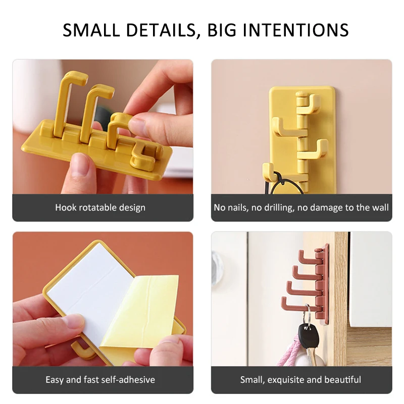 Self Adhesive Wall Hook Strong Without Drilling Coat Bag Bathroom Door Kitchen Towel Hanger Hooks Home Storage 1/2/4PCS