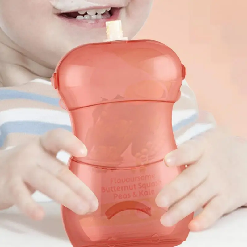 Baby Food Storage Containers Fruit Puree Pouch Holder Squeeze Proof Self-Feed Snack Holder Baby Food Feeder Secure Pouches