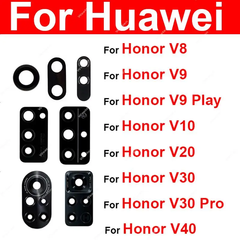 

Rear Back Camera Glass Lens With Sticker For Huawei Honor View V8 V9 Play V10 V20 V30 V30Pro V40 Light Luxury Edition 5G