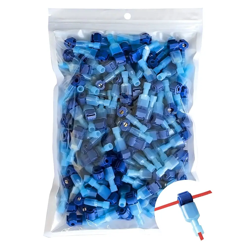 Quick Splice Self-Stripping Electrical Terminals T-Tap Wire Connectors Fully Insulated Disconnects Kit Wiring Automotive