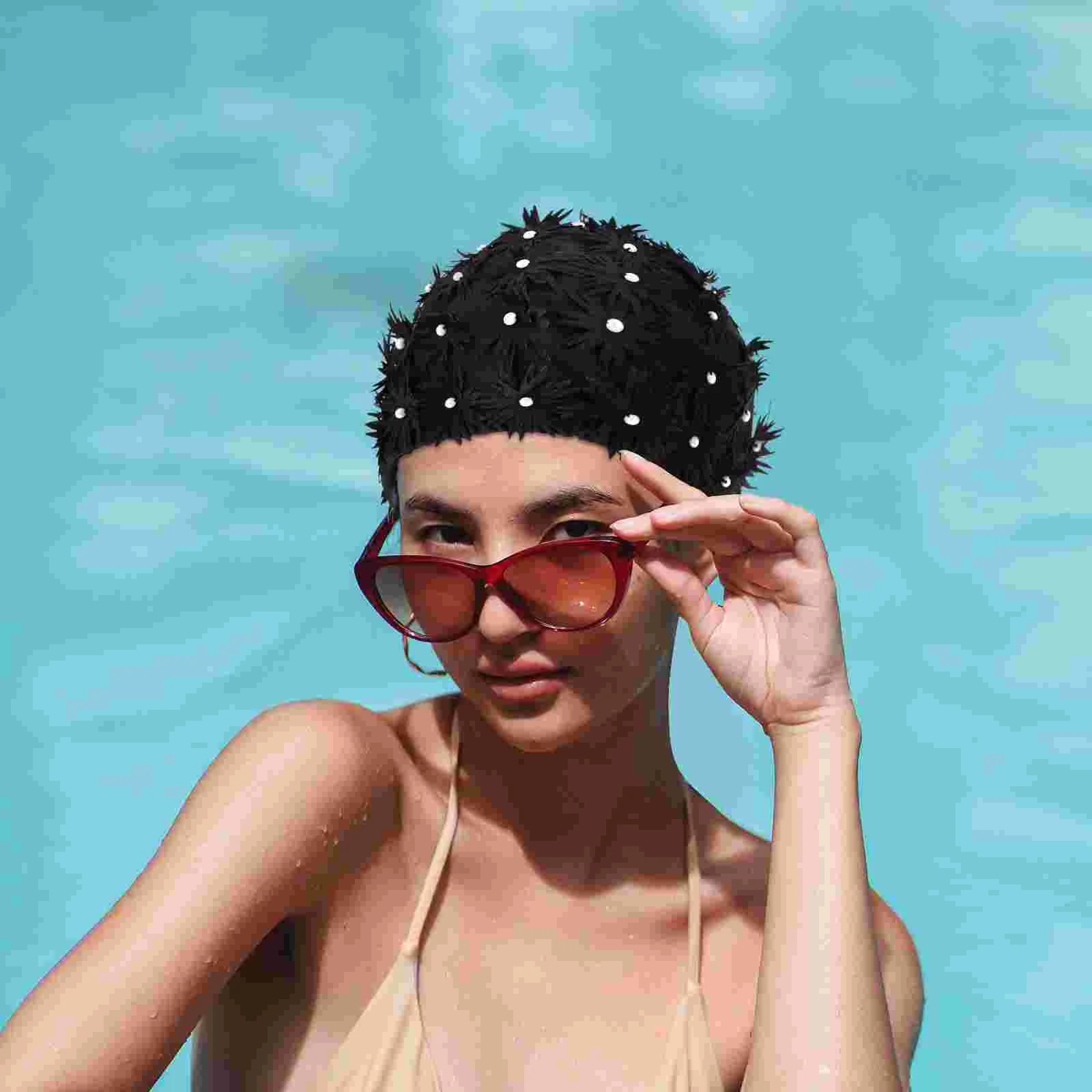 

Women Swim Comfortable 3D Flower Swim Hat Swimming Breathable Swim Hat
