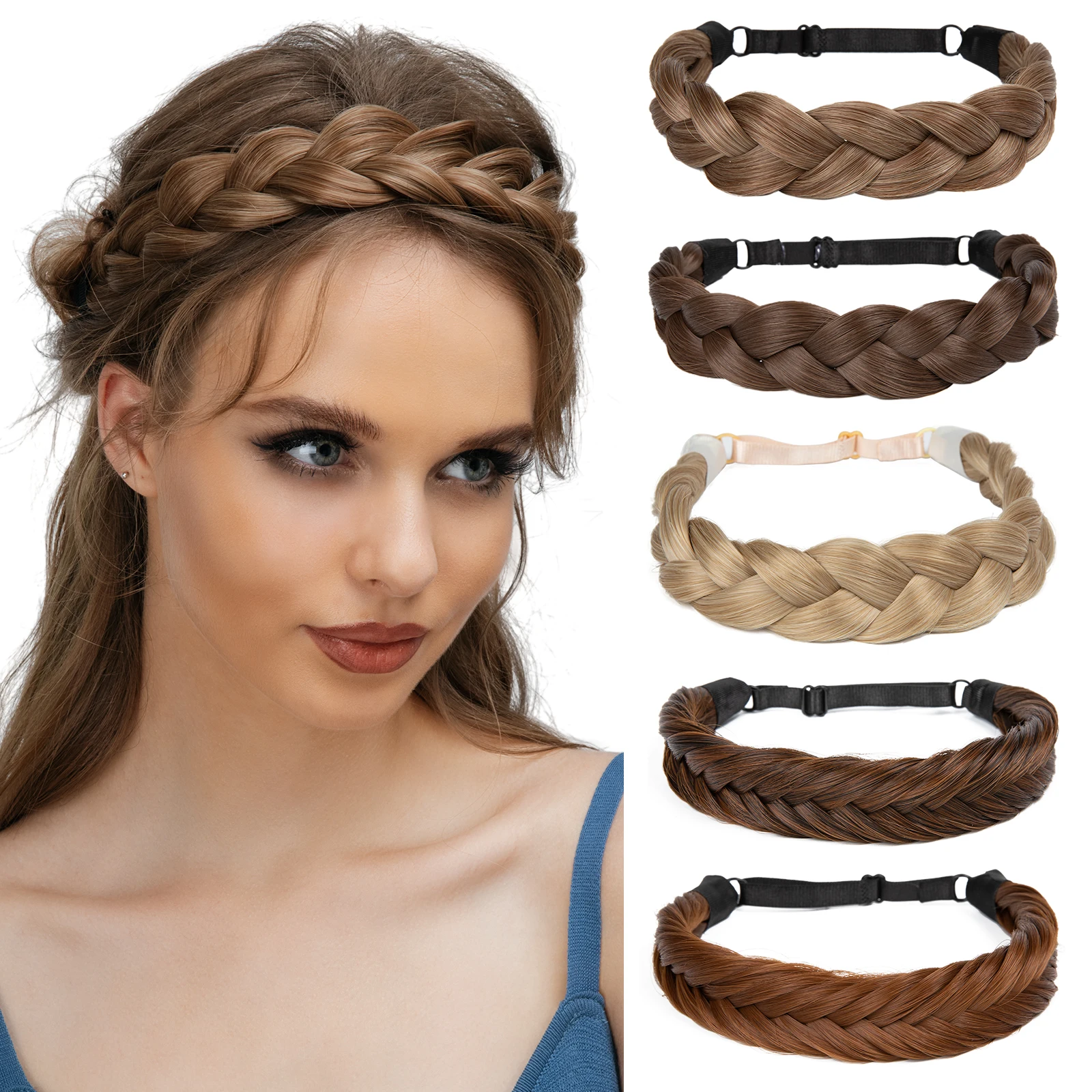 Synthetic Premium Adjustable Handmade Braided Elastic Band Hair Fashion Braiding Hair Headband Headwear For Women Best Sellers In Hair Extensions & Wigs