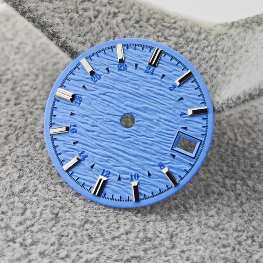 NH34 Dial Water Ripple Dial NH35 White Blue Black No Luminous Dial 28.5mm Fits NH34/NH35 Movement Watch Accessories