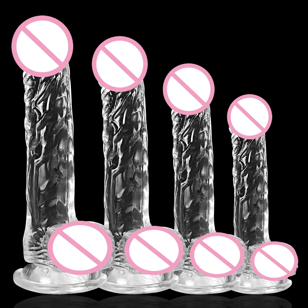 Sex Toys Realistic Transparent Dildo for Women Silicone Fake Dick Penis with Strong Suction Cup Hands-Free Adult