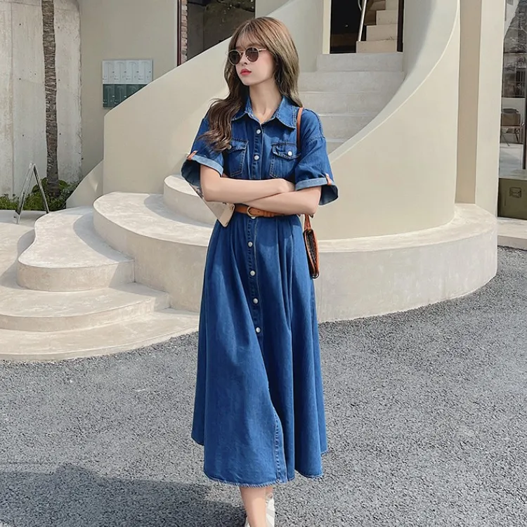 Oversized Belt Denim Utility Dress - Ready-to-Wear 1ABDVV