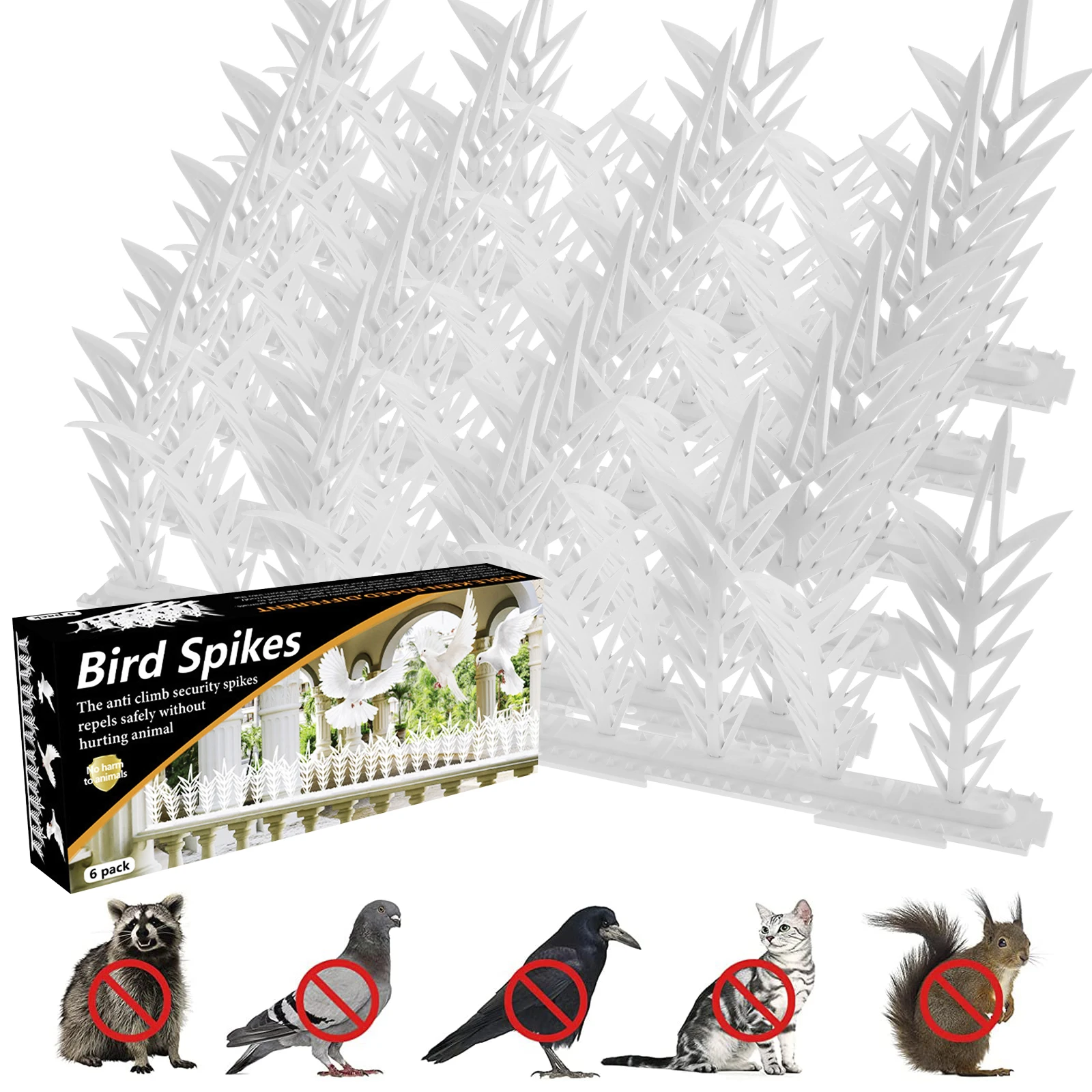 

6 Pcs Bird Spikes Multifunctional Birds Deterrent Spike Practical Fence Spikes Reusable Sturdy Anti Bird Spikes Decorative Bird