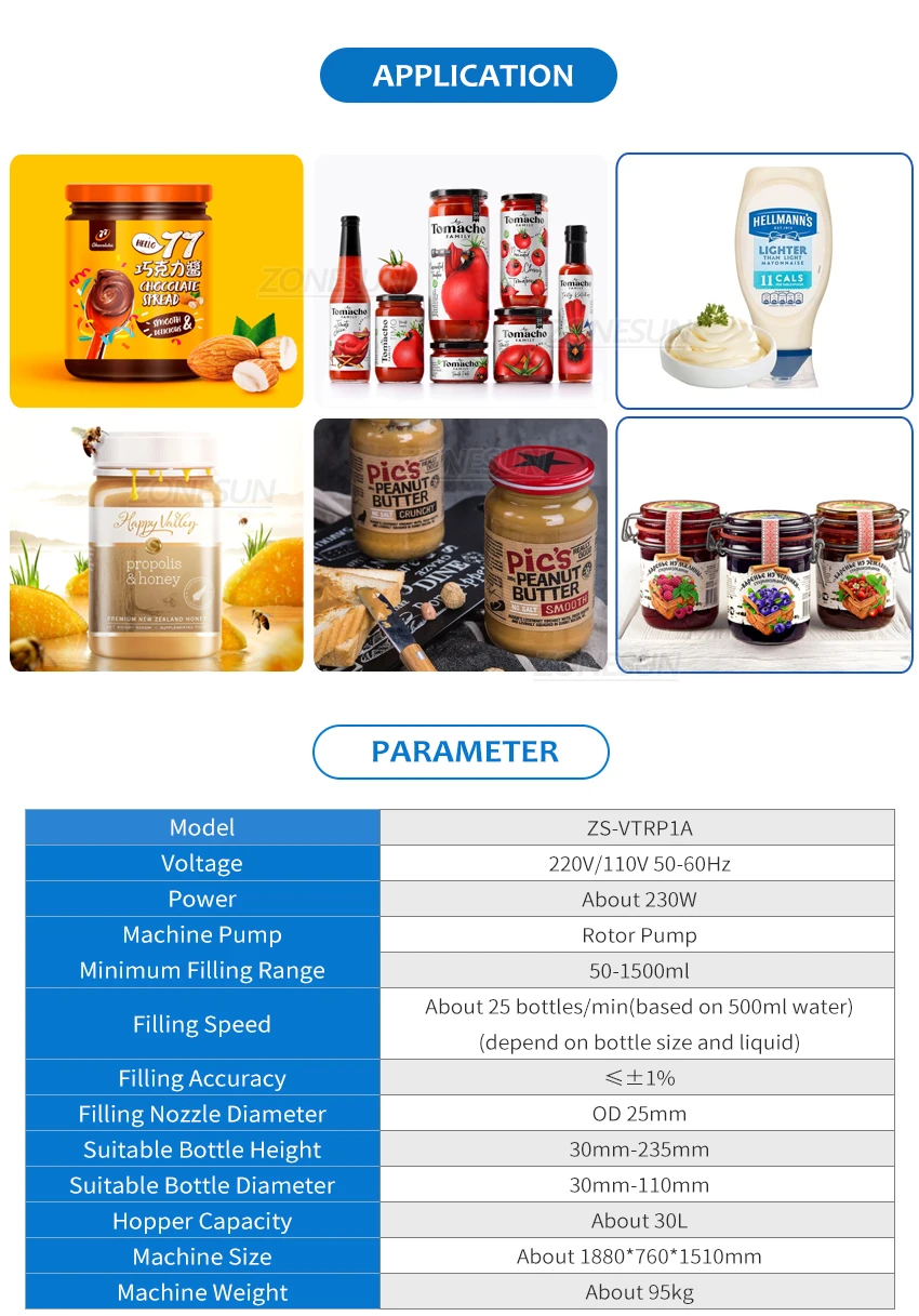 Pasta de bomba de rotor de servo motor ZONESUN ZS-VTRP1A 50-1500ml/máquina de enchimento de líquido viscoso 