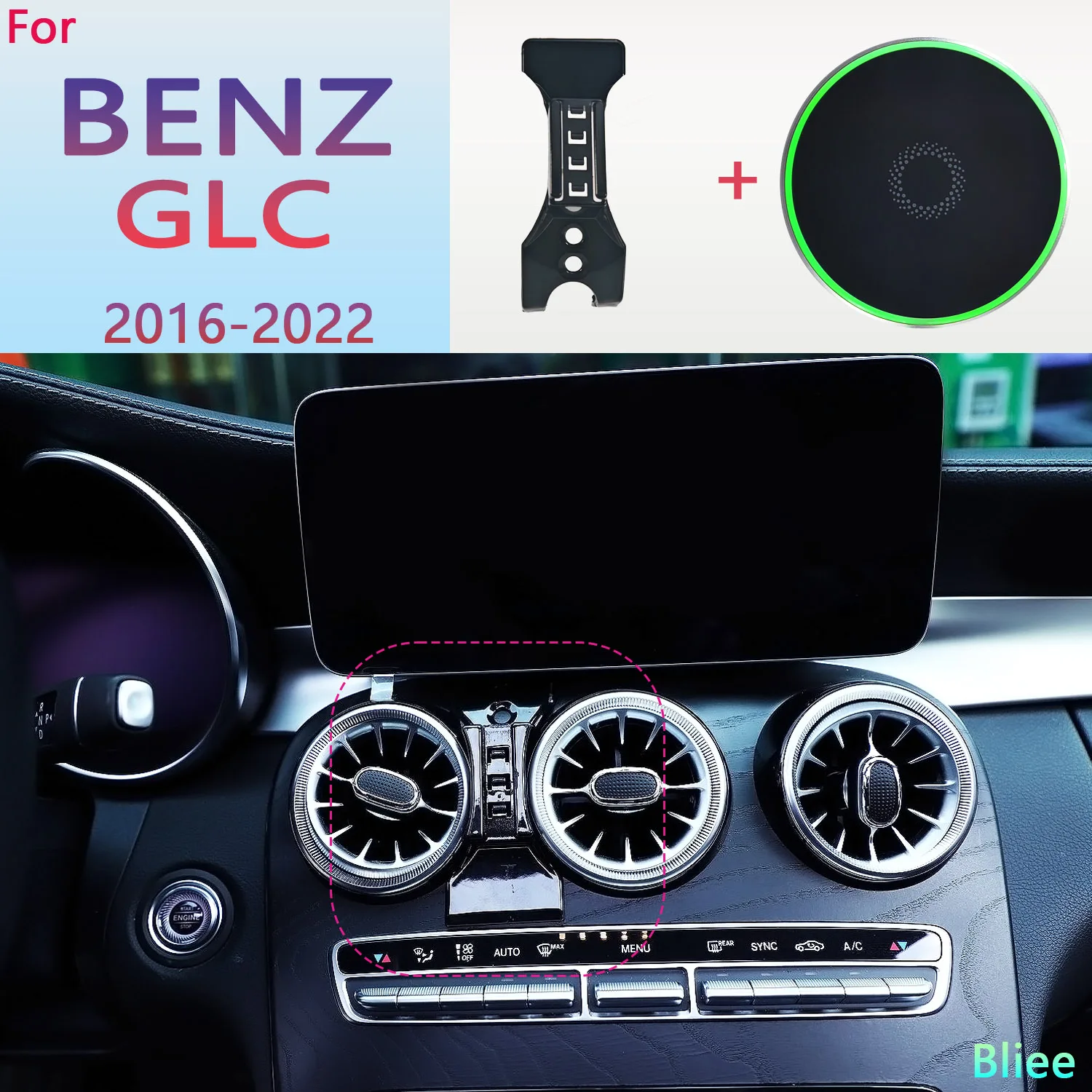 

For Mercedes Benz GLC 260 300 2016 2017 2018-2022 Magnetic Car Phone Holder 15W Wireless Charging Phone Stand MagSafe Phone Base