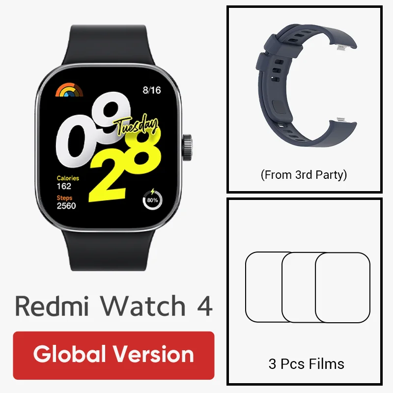 thumbnail image 1 of Versión global Xiaomi Redmi Watch 4 20 días de duración de batería Ultra grande 1.97 '' AMOLED Llamada telefónica Bluetooth 5ATM GNSS Reloj inteligente, 1 of 5