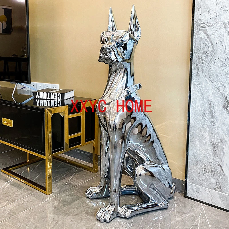 

Light Luxury Doberman Dog 70/90/100CM Living Room Ornaments Nordic Floor Decoration Beside TV Cabinet Landing Sculpture