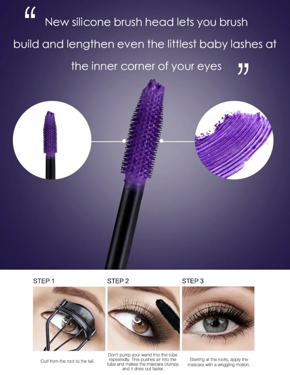 Mascara viola blu 5d waterproof allungante e incurvante_voghion.com