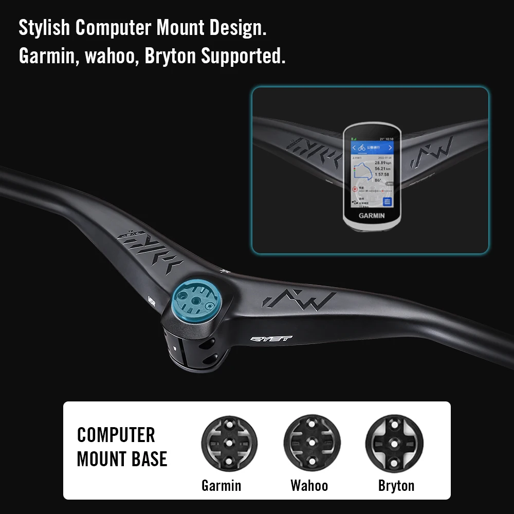 Guidon VTT Carbone Intégré -20° Avec Potence 70-100mm - T-Bar Plat 74cm - Universel