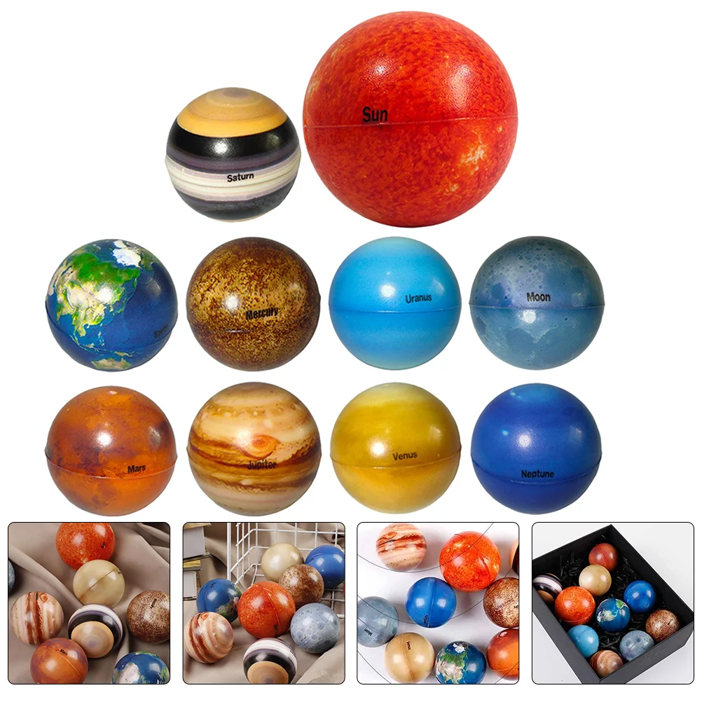 

Solar System Stress Balls Eight Planets Sun Moon Bouncy Ball Decompression Squeeze Balls Stress Relief Educational Toys