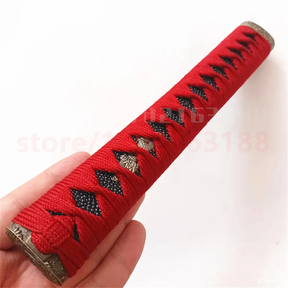 26cm Tsuka Katana Handle Alloy Fuchi Kashira Menuki Apply To Japan Samurai Sword Fittings New Red Japanese Silk Ito Very Nice 5