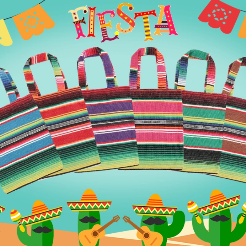 

OurWarm Mexican Party Favor Bags Cotton Gift Bag Colorful Candy Bag For Tassel Fiesta Themed Baby Shower Wedding Birthday Bags