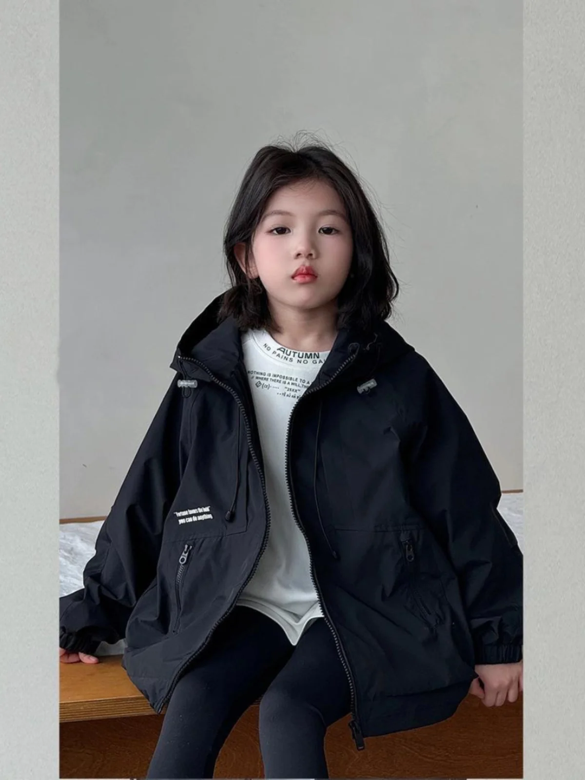 여아 캐주얼 후드 방풍 플리스 재킷 봄 가을 아우터 오픈 가디건 코트 아동 패션 폴리에스터 원단