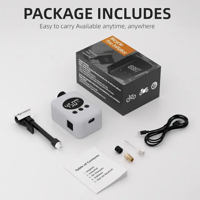 Pompa Elettrica Per Bici Tiny E-Pump - Portatile - 120 PSI MAX - Per Valvole Schrader E Presta - Foto 5