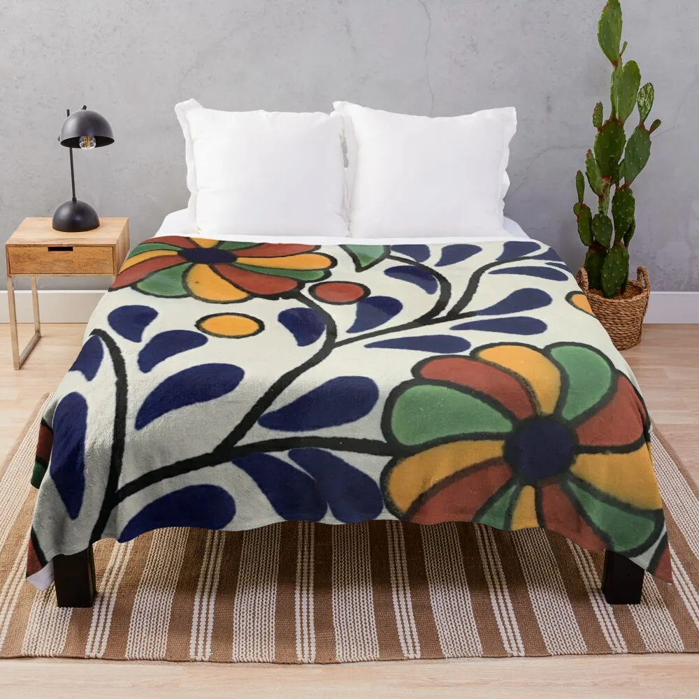 

Glazed Talavera Floral on Ceramic Hand Painted Mexican TileThrow Blanket