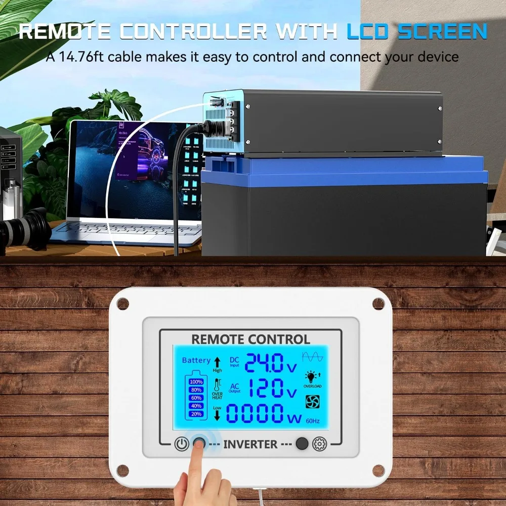 New 24V 4000 Watts Pure Sine Wave Inverter, 24V DC to 110V AC Power Inverter with 4 AC Outlets, USB Port, Type-C Port for Truck 3