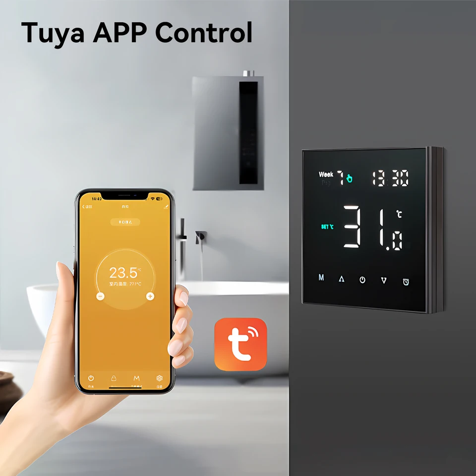 Thermostat Intelligent WIFI MK08 Pour Chaudière - Contrôle à Distance Via App, 3A/16A, Compatible Eau/électrique/gaz