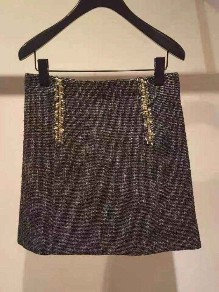 

Women A-line Mini Skirt Tweed Fashion Ladies Jupe Clearance Price