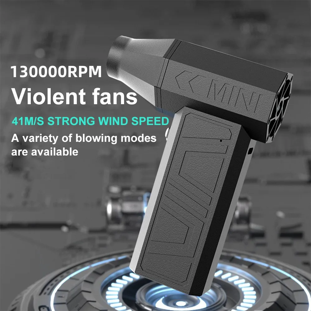 130000RPM Electric Air Blower with 2 Magnetic Nozzles 41m/s Powerful Air Duster Handheld Turbo Jet Fan Car Dryer Brushless Motor 2