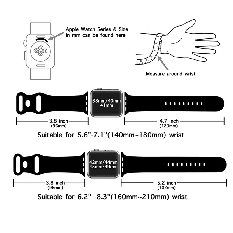 Silicone Sport Loop Strap for Apple Watch Band, Multi-Size Adjustable Bracelet