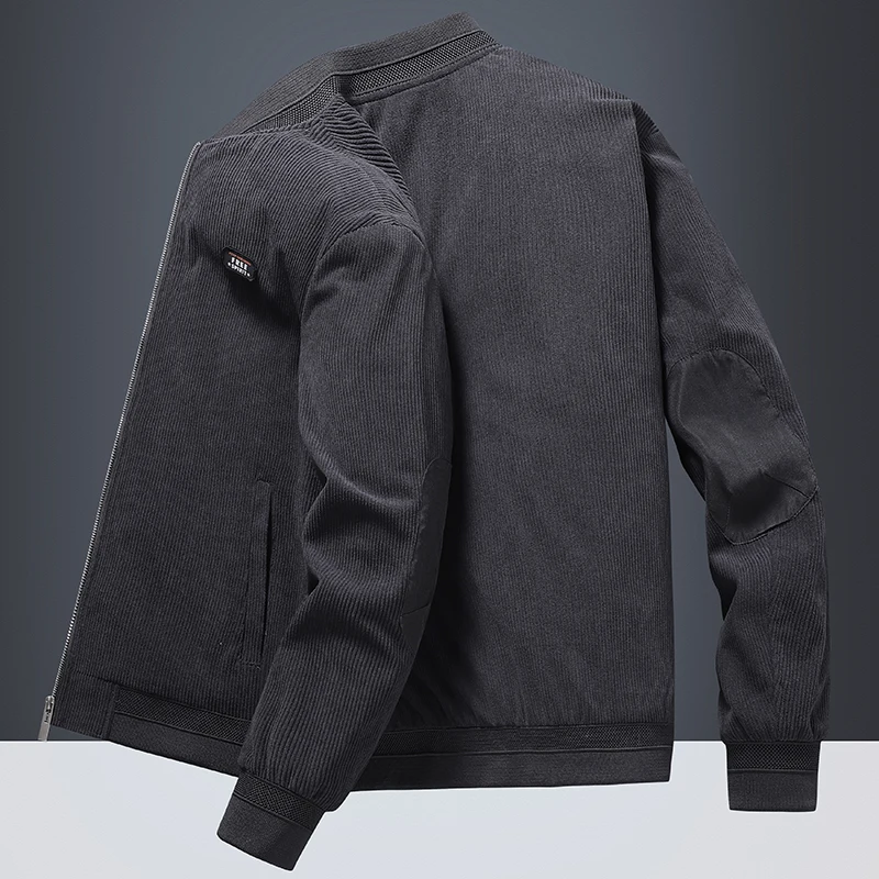 thumbnail image 1 of Chaquetas de algodón para hombre, tallas 5XL y 4XL, abrigo holgado, chaqueta corta de pana, cortavientos con cremallera lisa, chaquetas cortavientos informales de invierno para hombre, 1 of 4