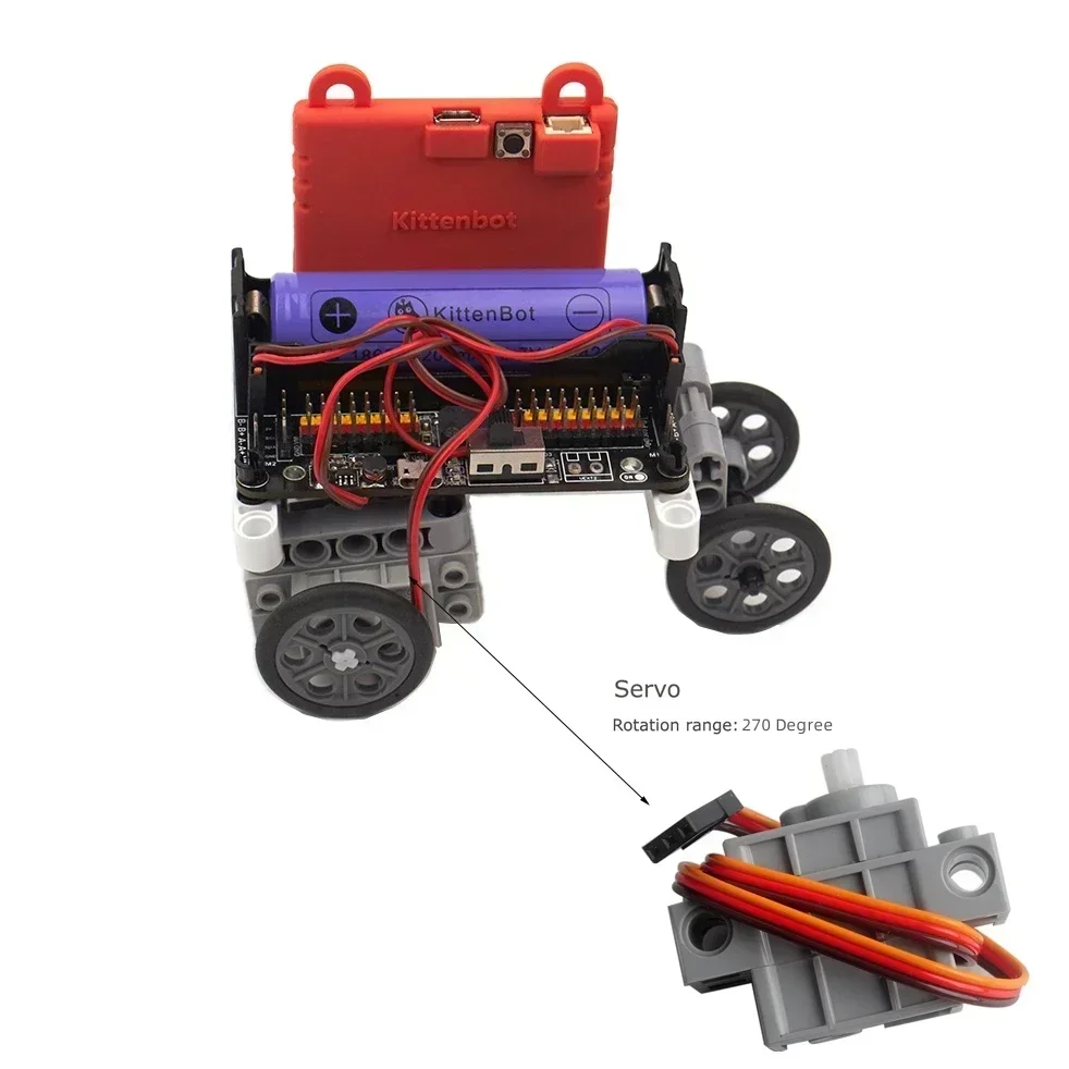 XICOOLEE Programmeerbare Geekservo Compatibel met standaard Building Blocks voor Ardu Microbit Raspberry Pi, Geekservo Compatibel Building Block Gear Motor/Servo 270 graden (4 stuks Grey Servo