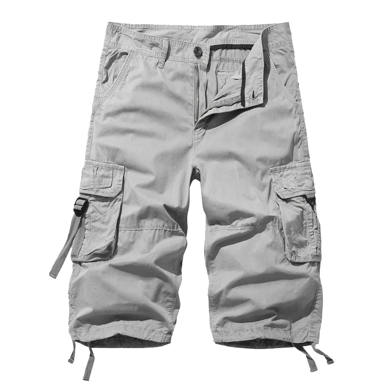 thumbnail image 1 of Pantalones cortos holgados e informales de talla europea para hombre, pantalones cortos con múltiples bolsillos, 1 of 5