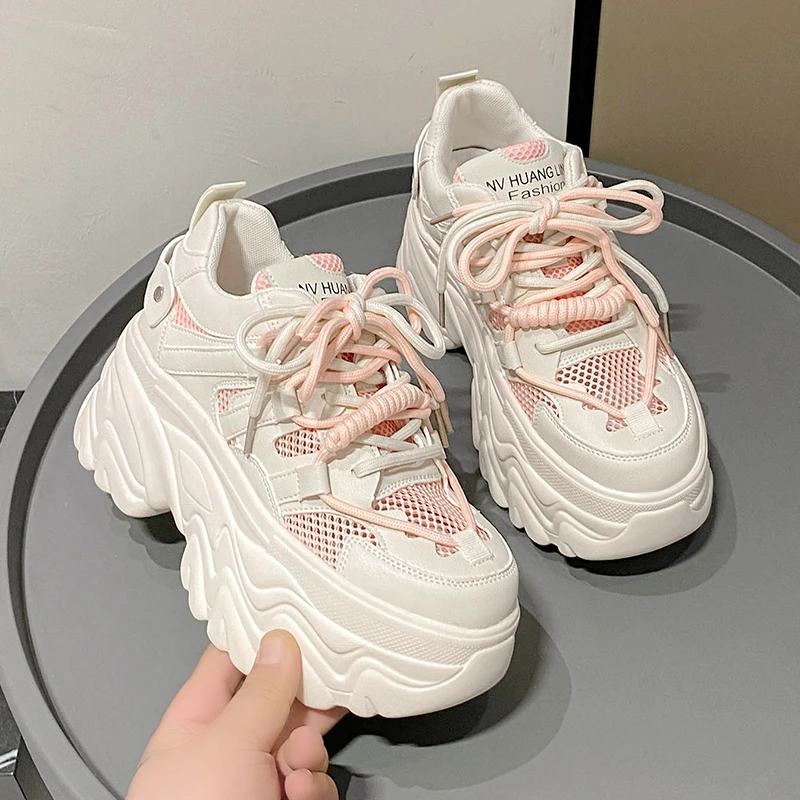 High Quality Lace-up White Trainers Women's Fashion Platform