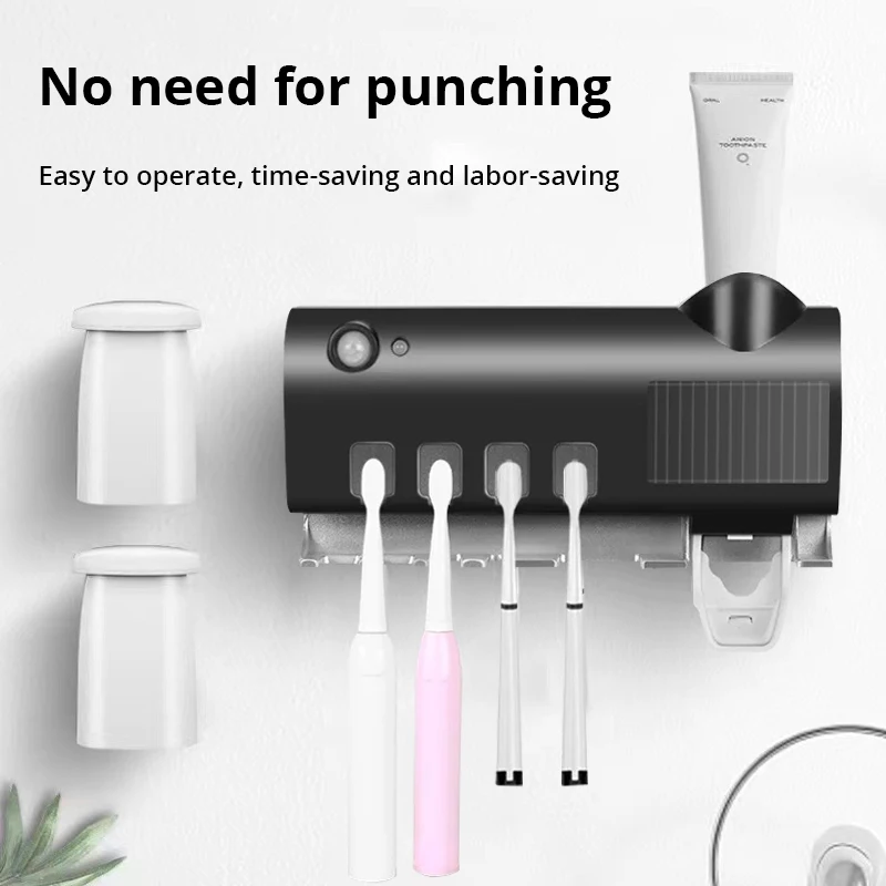 1pc Wall Mount Toothpaste Squeezer Adsorption Toothbrush Holder Storage Rack Bathroom Accessories