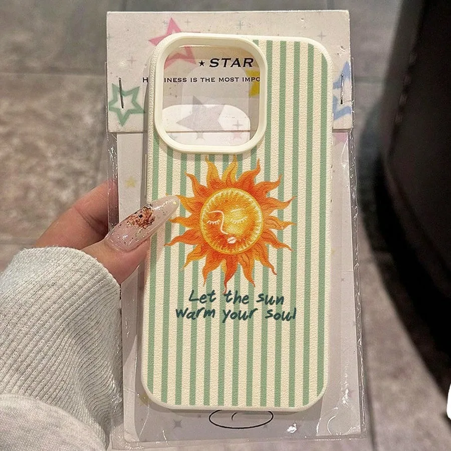 Light Blue Striped Sunflower Pattern Phone Case