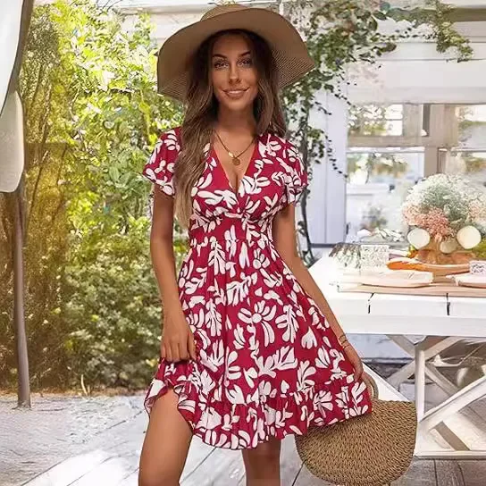 JuliaFashion - 2024 Ruffle Trim Floral Print Vestidos Party Dresses main image 1
