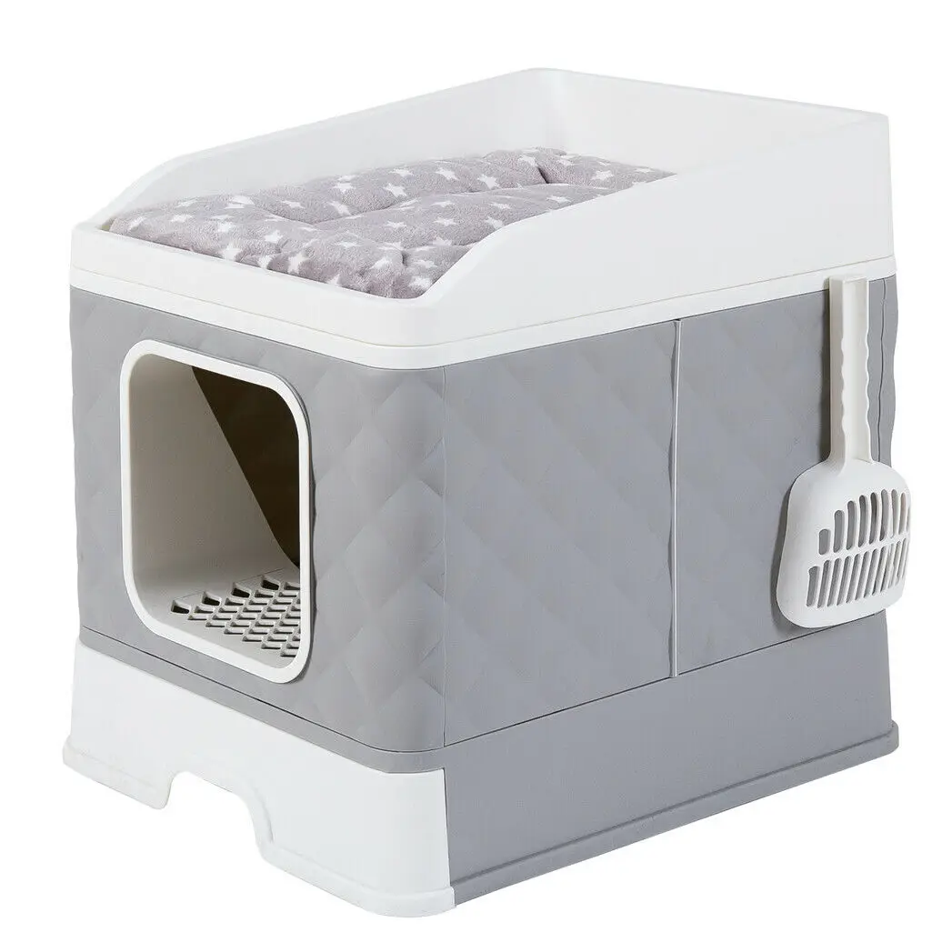 Large Cat Litter Box Top or Front Entry Enclosed Kitty Litter Tray Pet Supplies Including Cushion Drawer Style