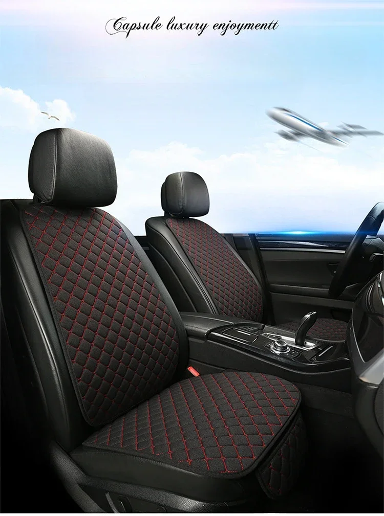 

Plush Car Seat Cover Protector Linen Front Rear Back Flax Summer Cushion Pad Mat Sedan Suv Pick-up Car Interior Accessories