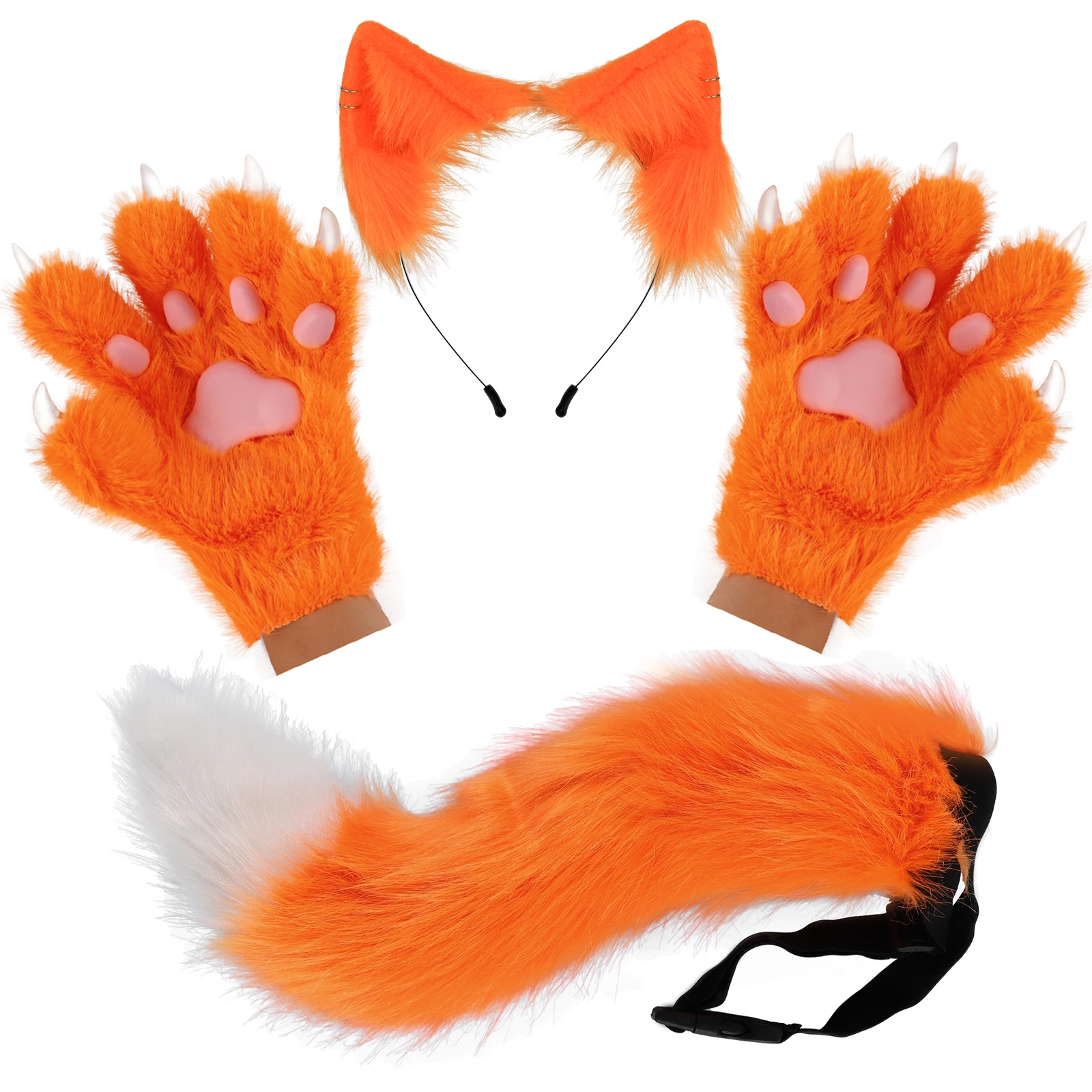Costume Gatto Halloween - Orecchie E Coda In Pelliccia Sintetica