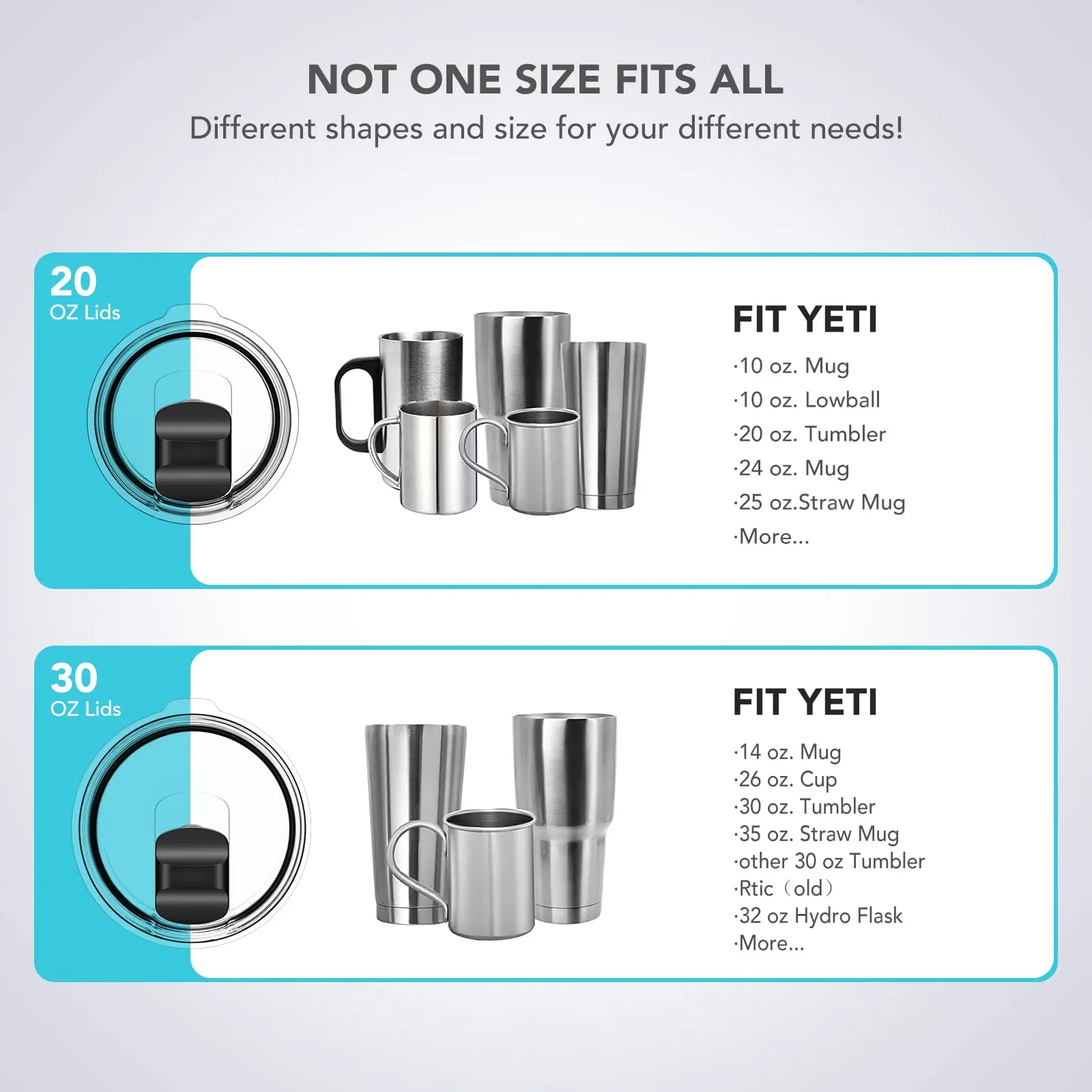 30oz Tumbler Lid, Replacement Lids Compatible for YETI 30 oz Tumbler, 14 oz  Mug and 35 oz Straw Mug,with Magnetic Slider Switch