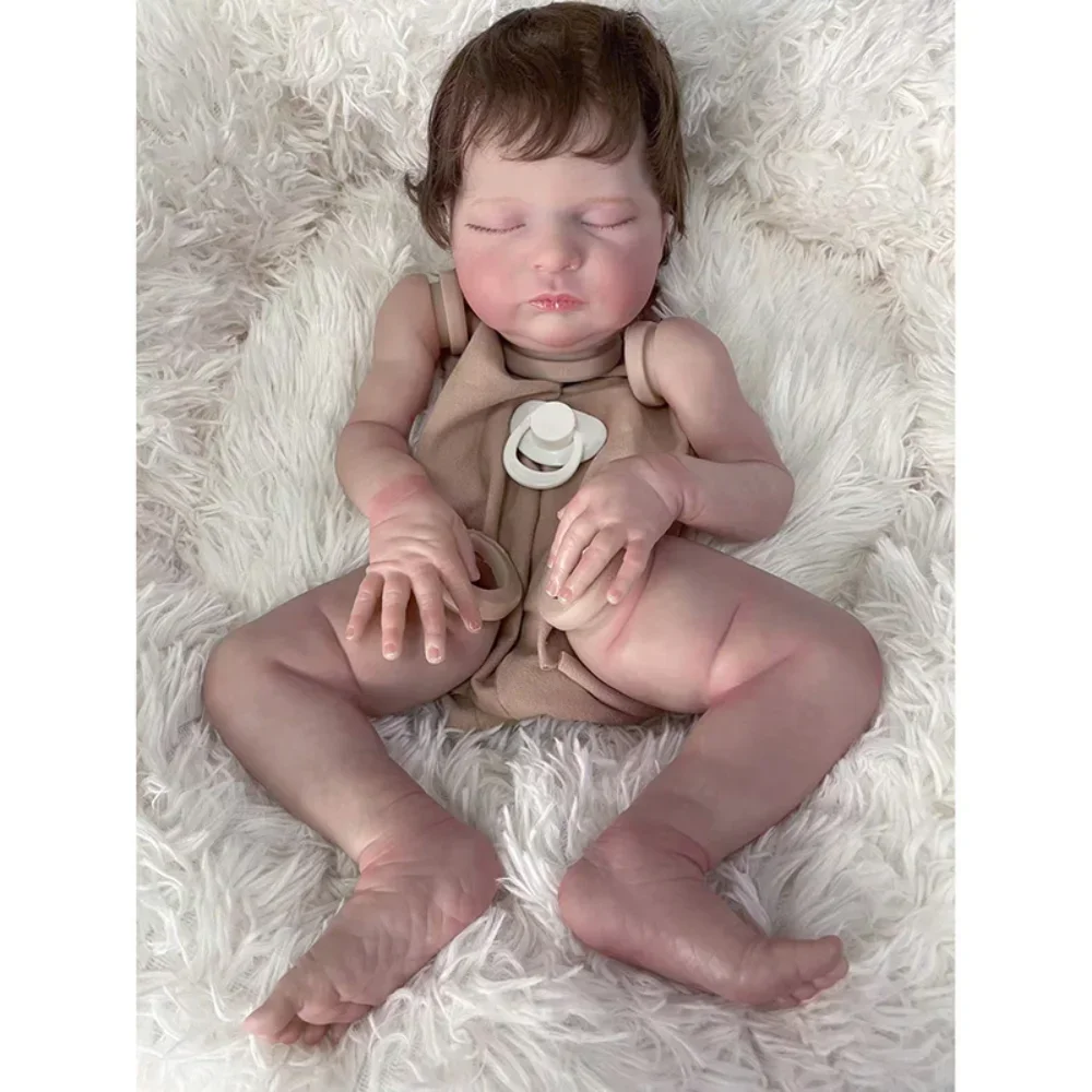 

【Spot inventory】20inch Already Painted Reborn Kit Baby Laura with Rooted Hair 3D Skin with Visible Veins Bebe Reborn Doll Kits